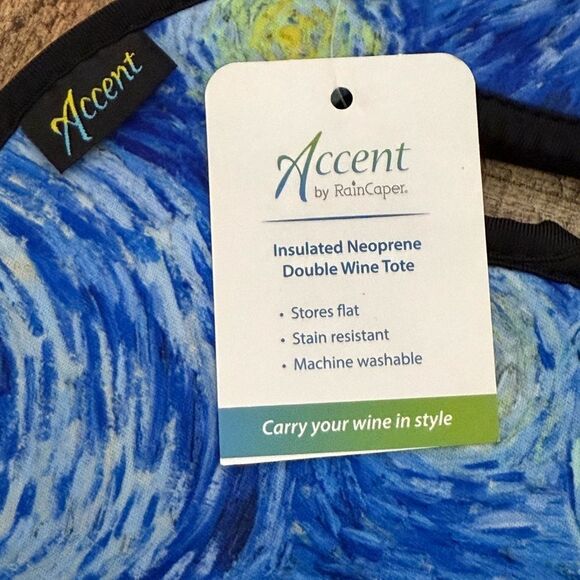 Double Wine Tote: van Gogh's Starry Night nwt accent by raincaper - Picture 4 of 5